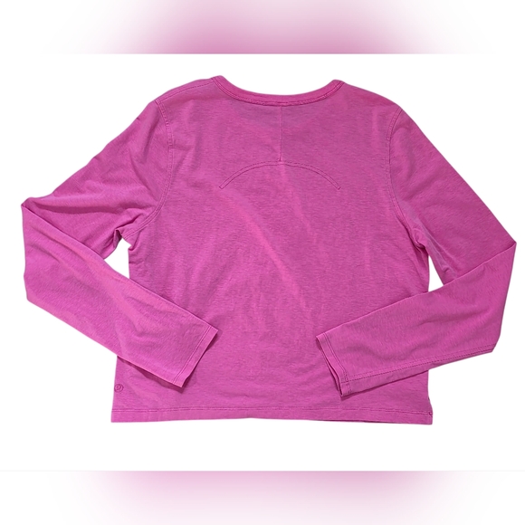 Lululemon Classic-Fit Cotton Blend Long Sleeve Top Sonic Pink Size 6 - Picture 4 of 5